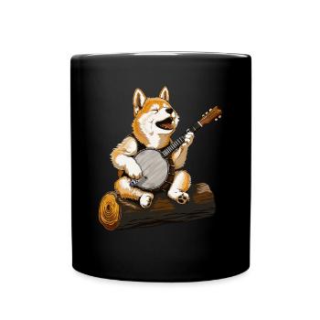 Akita Dog Joueur de banjo bluegrass - Mug uni - noir - Devant