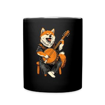 Akita Dog Joueur de banjo bluegrass - Mug uni - noir - Devant
