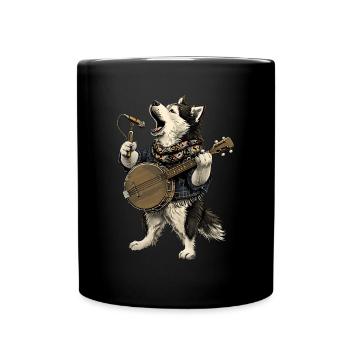 Alaskan Malamute Chien Joueur de Banjo Bluegrass - Mug uni - noir - Devant