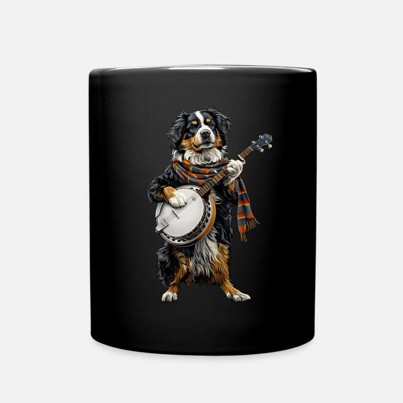 Australian Shepherd Dog Bluegrass Banjo Spieler - Tasse einfarbig - Schwarz