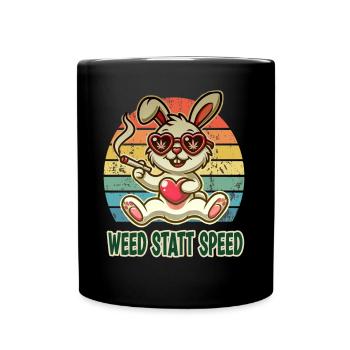 Weed instead of speed funny bunny with heart - Full Colour Mug - black - Front