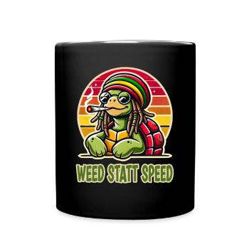 Weed Instead Of Speed Funny Turtle - Full Colour Mug - black - Front
