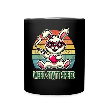 Weed instead of speed funny bunny with heart - Full Colour Mug - black - Front