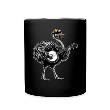 Straußentier Bluegrass Banjo Spieler - Tasse einfarbig - Schwarz - Vorne