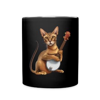 Oriental Shorthair Cat Bluegrass Banjo Games - Full Colour Mug - black - Front