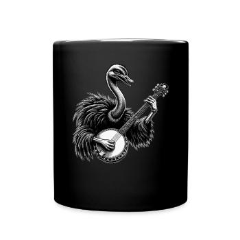 Ostrich Animal Bluegrass Banjo Player - Full Colour Mug - black - Front