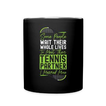 Funny Tennis Player Racket Husband - Full Colour Mug - black - Front