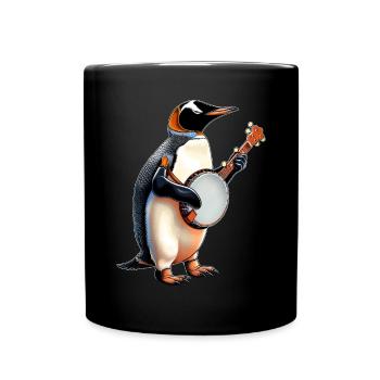 Penguin Oiseau Joueur de Banjo Bluegrass - Mug uni - noir - Devant