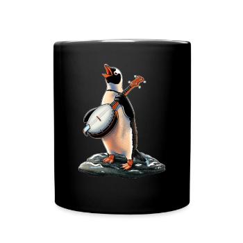 Penguin Oiseau Joueur de Banjo Bluegrass - Mug uni - noir - Devant