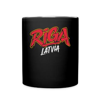 Riga Latvia Souvenir - Full Colour Mug - black - Front