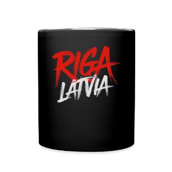 Riga Latvia Souvenir - Full Colour Mug - black - Front
