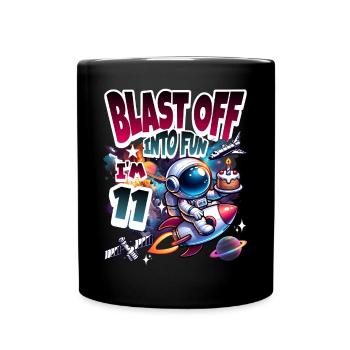 Astronaut 11th Birthday Space - Full Colour Mug - black - Front