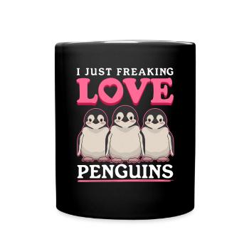 Pinguin lustige Baby Pinguine Geschenk - Tasse einfarbig - Schwarz - Vorne