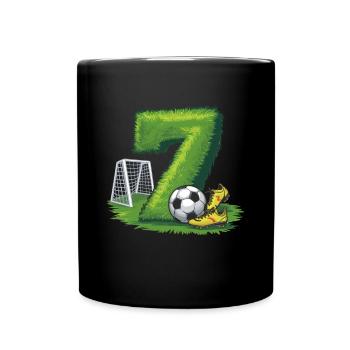 7. Geburtstag 7 Jahre Fußball Fußballspieler - Tasse einfarbig - Schwarz - Vorne