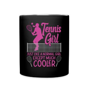 Drôle de joueur de tennis raquette fille - Mug uni - noir - Devant