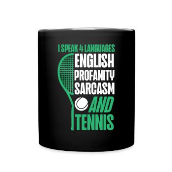 Drôle de joueur de tennis raquette je parle - Mug uni - noir - Devant