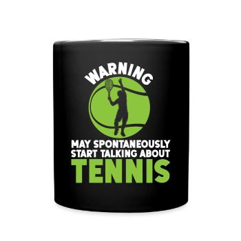 Avertissement de raquette de joueur de tennis drôle - Mug uni - noir - Devant