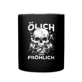 Oily but cheerful – For the true mechanics - Full Colour Mug - black - Front