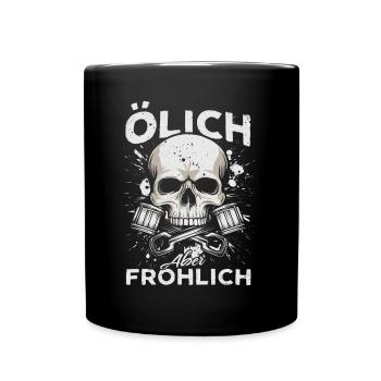 Oily but cheerful – For the true mechanics - Full Colour Mug - black - Front
