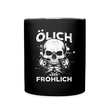 Oily but cheerful – For the true mechanics - Full Colour Mug - black - Front