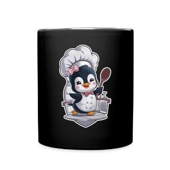 Penguin chef with chef's hat and spoon - Full Colour Mug - black - Front