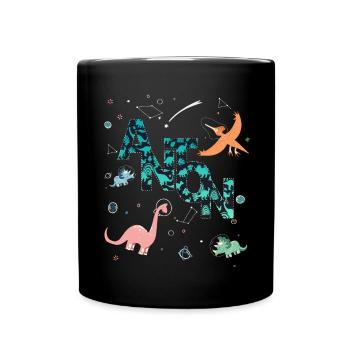 ANTON - Beau prénom de garçon avec dinosaure - Mug uni - noir - Devant