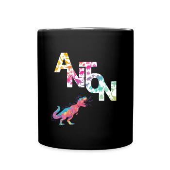 ANTON - Beau prénom de garçon avec dinosaure - Mug uni - noir - Devant