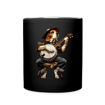 Beagle Dog Joueur de banjo bluegrass - Mug uni - noir - Devant