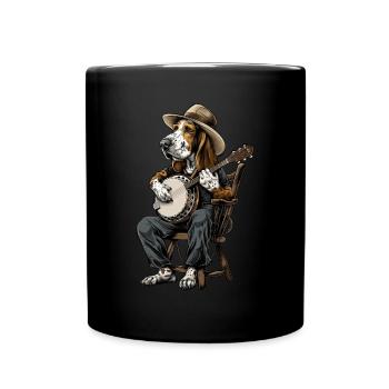 Basset Hound Chien Joueur de Banjo Bluegrass - Mug uni - noir - Devant
