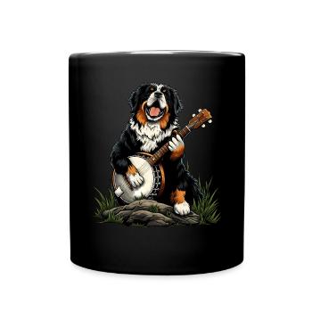 Bouvier Bernois Joueur de Banjo Bluegrass - Mug uni - noir - Devant