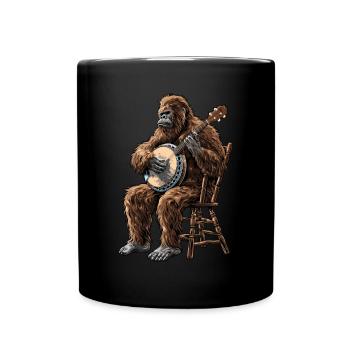 Bigfoot Sasquatch Yeti Bluegrass Banjo Spieler - Tasse einfarbig - Schwarz - Vorne