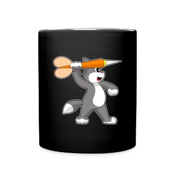 Katze Dart Dartpfeil - Tasse einfarbig - Schwarz - Vorne