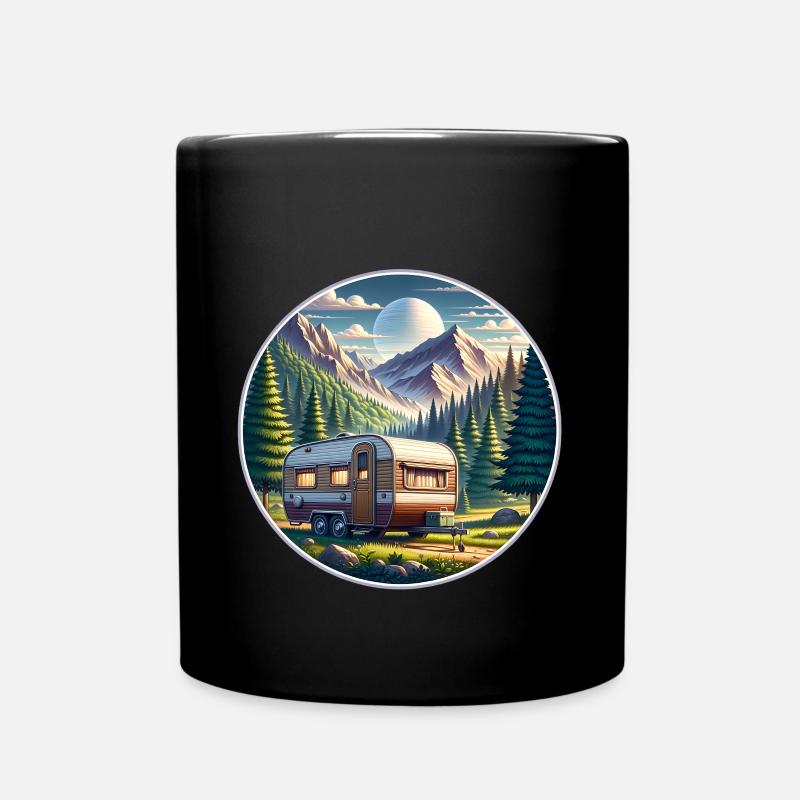 Camping Wohnwagen Berge Natur Reise - Tasse einfarbig - Schwarz