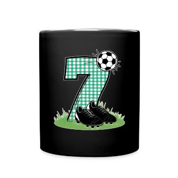 7th Birthday 7 Years Soccer Soccer Player - Full Colour Mug - black - Front
