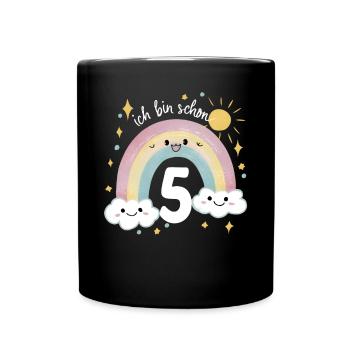 Chemise 5ème anniversaire Nuage Arc-en-ciel - Mug uni - noir - Devant