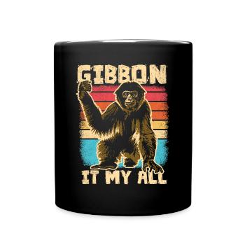 Gibbon - Lustiger Spruch - Tasse einfarbig - Schwarz - Vorne