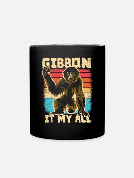 Gibbon - Lustiger Spruch - Tasse einfarbig - Schwarz