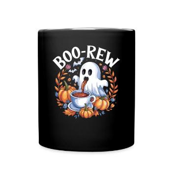 Halloween Boo-Rew Geist Mit Kaffee Und Kürbissen - Tasse einfarbig - Schwarz - Vorne