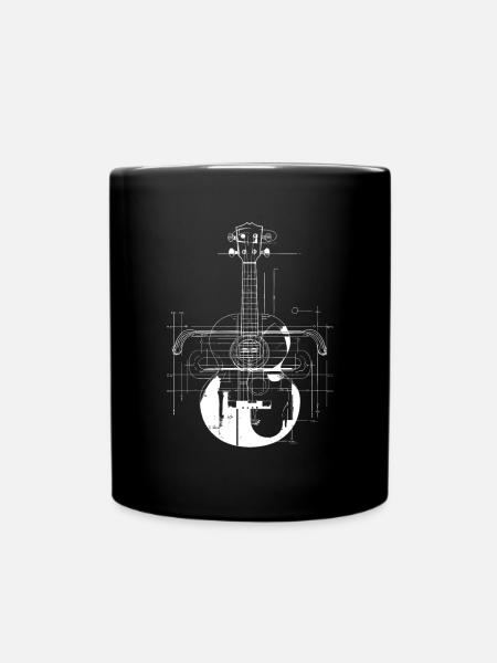 Ukulele Drawing - Full Colour Mug - black