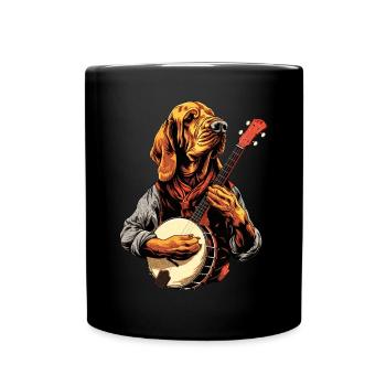 Bloodhound Dog Joueur de banjo bluegrass - Mug uni - noir - Devant