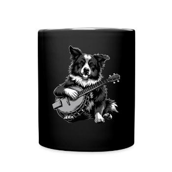 Border Collies Chien Joueur de Banjo Bluegrass - Mug uni - noir - Devant