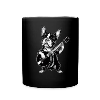 Boston Terrier Chien Joueur de Banjo Bluegrass - Mug uni - noir - Devant