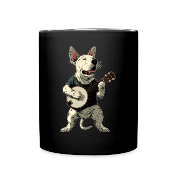 Bull Terrier Chien Joueur de banjo Bluegrass - Mug uni - noir - Devant