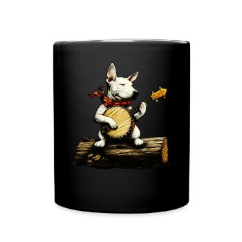 Bullterrier Hund Bluegrass Banjo Spieler - Tasse einfarbig - Schwarz - Vorne