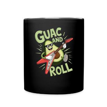 Guac And Roll Avocado Rocker With Guitar - Full Colour Mug - black - Front