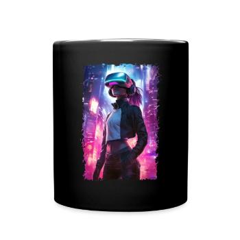 Cyberpunk VR Girl - Futuristische virtuelle Realität - Tasse einfarbig - Schwarz - Vorne