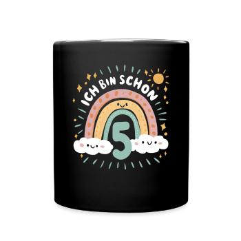 Chemise 5ème anniversaire Nuage Arc-en-ciel - Mug uni - noir - Devant