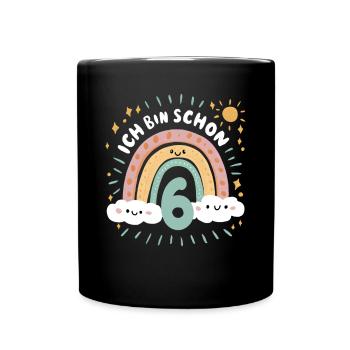 6th Birthday Shirt Rainbow Cloud - Full Colour Mug - black - Front