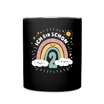 2nd Birthday Shirt Rainbow Cloud - Full Colour Mug - black - Front
