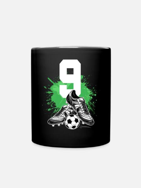 9. Geburtstag 9 Jahre Fußball Fußballspieler - Tasse einfarbig - Schwarz